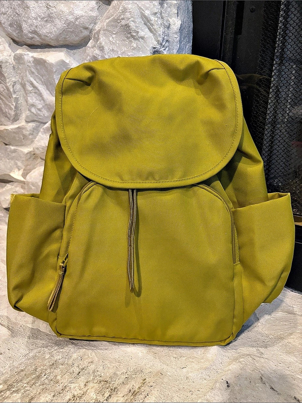 Vera Bradley Original Drawstring Backpack Yellow & White